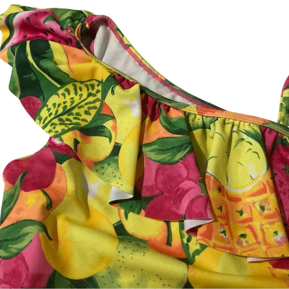 Janie and Jack Fruit Print One Piece Swimsuit with Ruffle - Picture 2 of 9